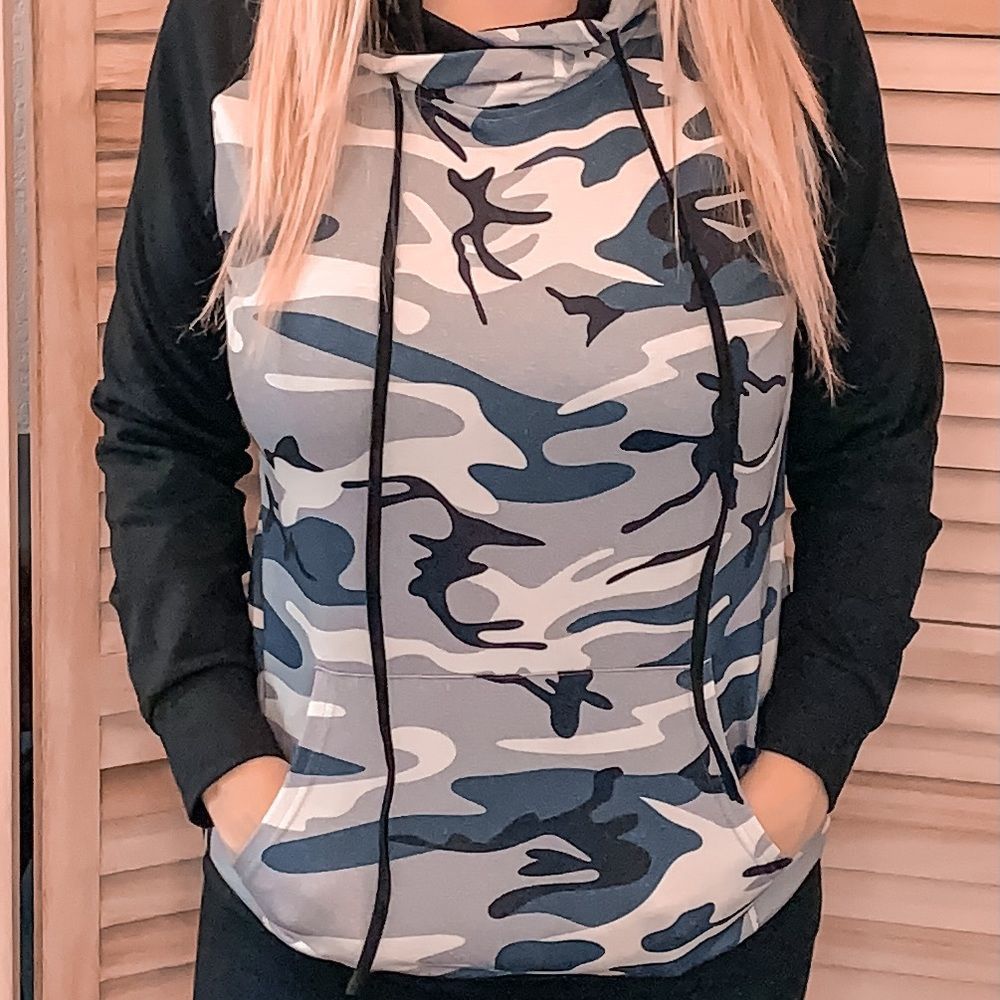 Blue & black camo hoodie